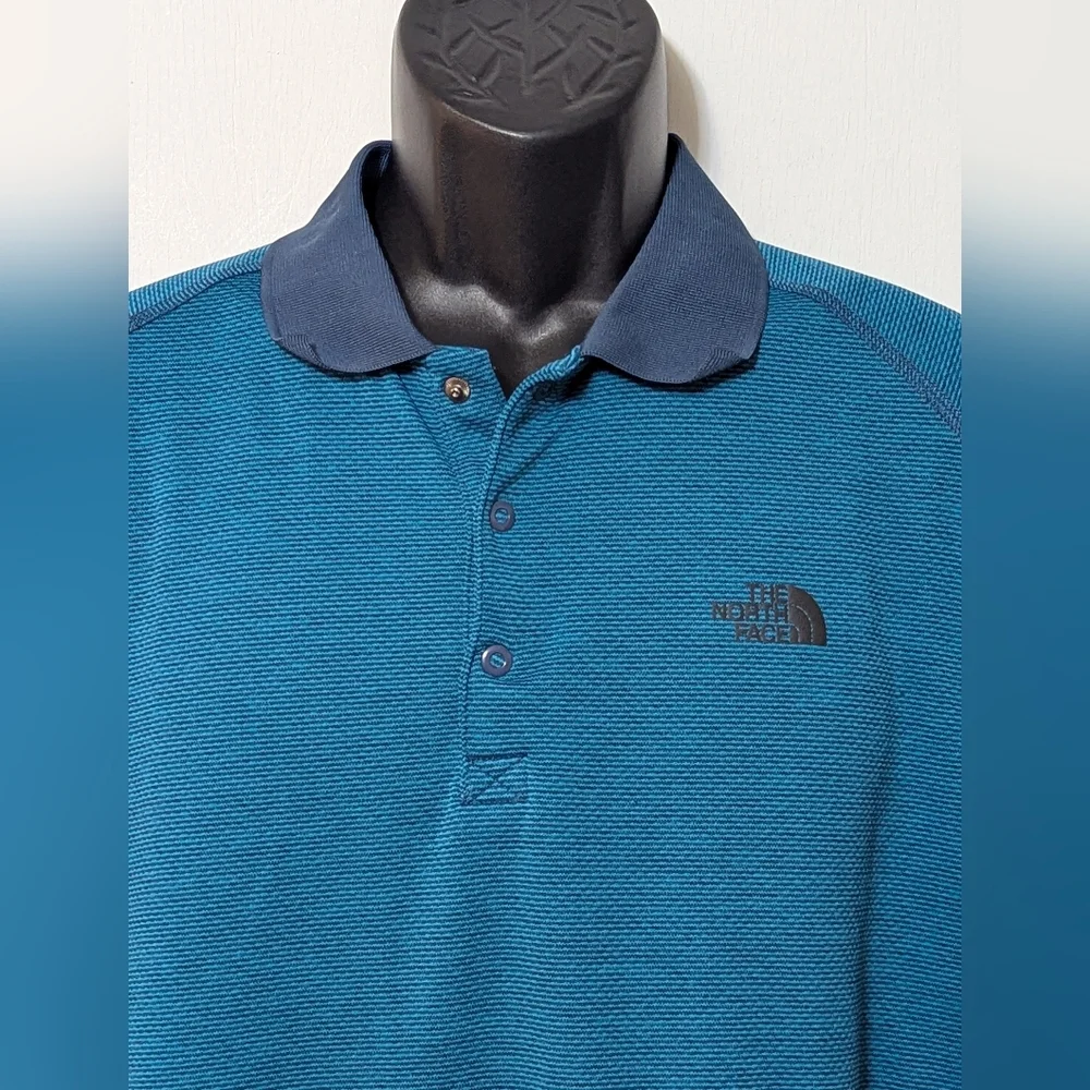 Men's The North Face Short Sleeve Polo Shirt Flash Dry Blue Striped XL